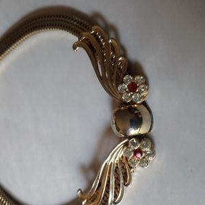 BROOKRAFT Gold Tone Deco Rhinestone Necklace. Vtg